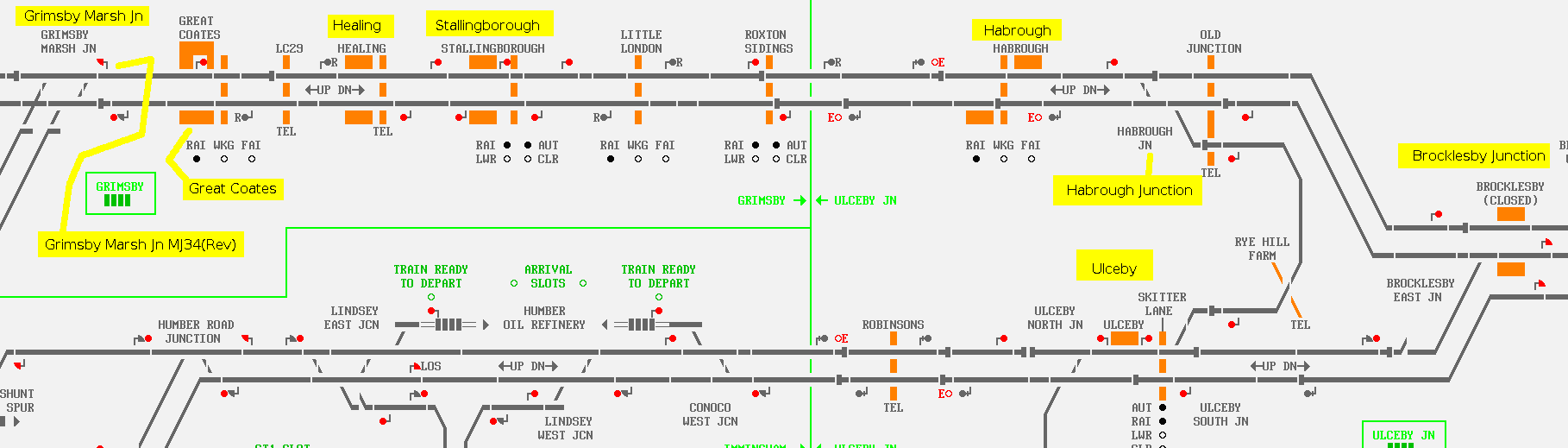 Grimsby area map with locations annotated (North part)