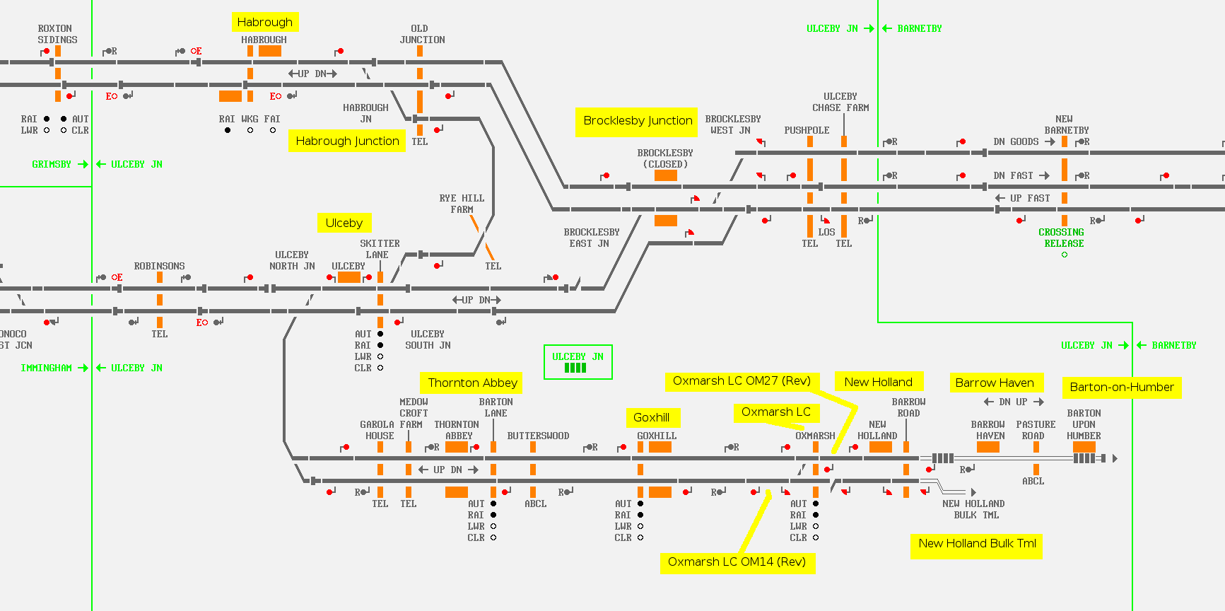 Ulceby area map with locations annotated